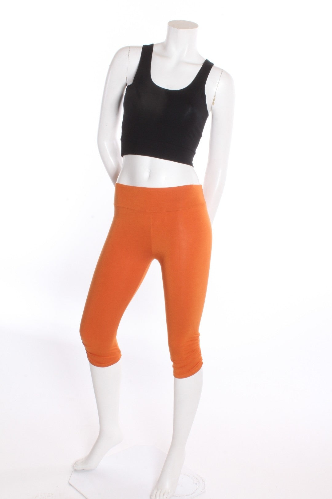 Legging 3/4 uni Sasha — Cheville plissée Orange S Legging by Riches | Roxy Lama