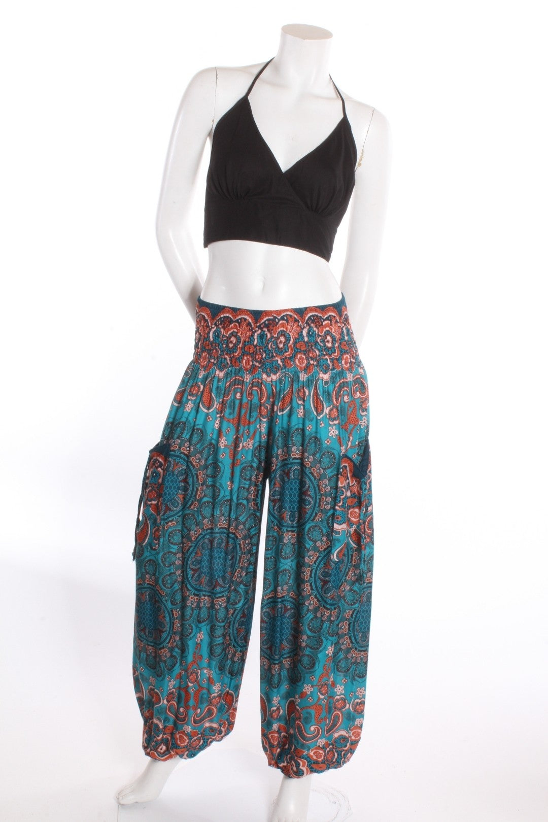 Pantalon Aladin — Dentelle Émeraude/pêche Pantalons by Sornsiri | Roxy Lama