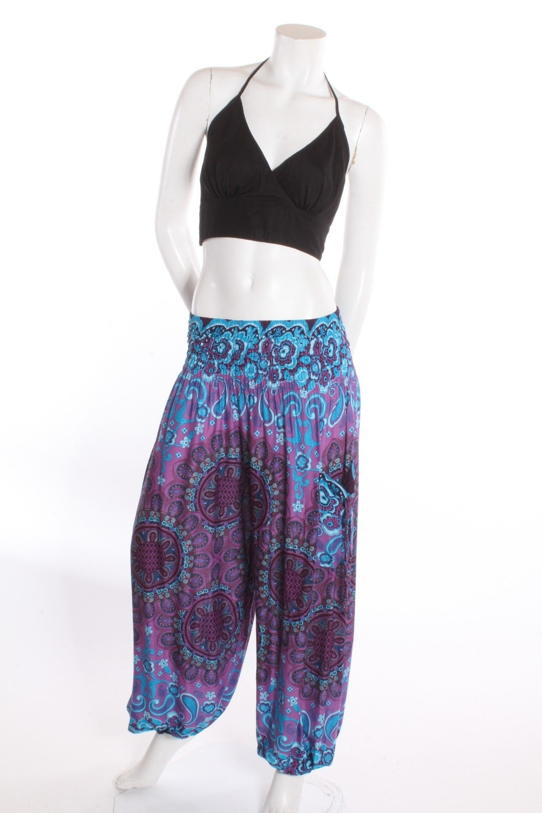 Pantalon Aladin — Dentelle Mauve/turquoise Pantalons by Sornsiri | Roxy Lama
