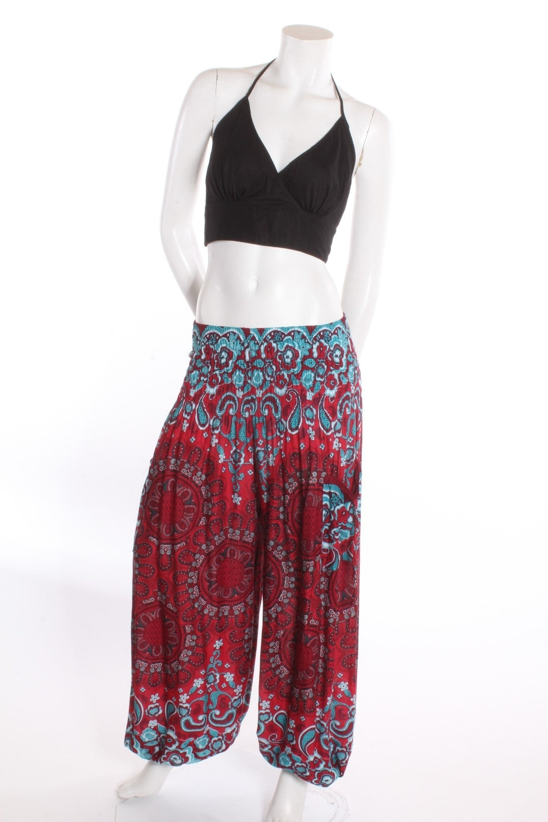 Pantalon Aladin — Dentelle Rouge/turquoise Pantalons by Sornsiri | Roxy Lama