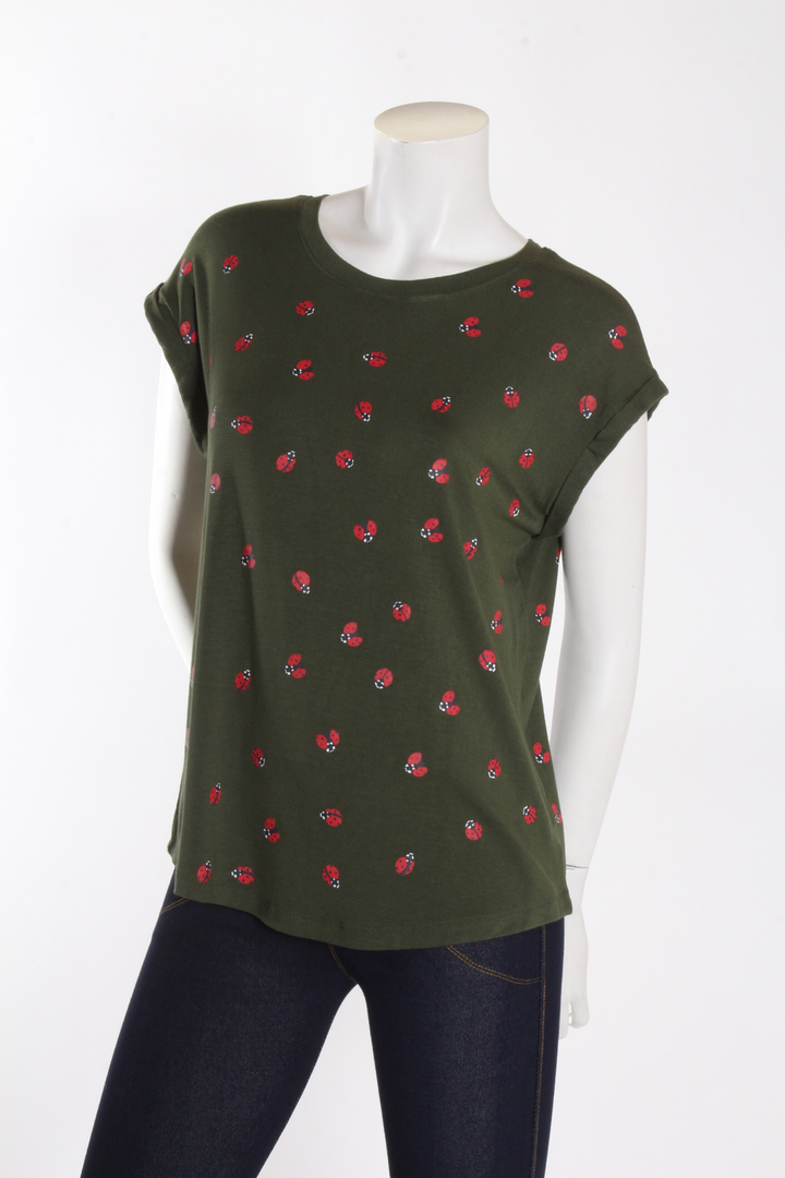 T-shirt Lily — Coccinelles Kaki T-shirts Femme by Lily Cottony | Roxy Lama