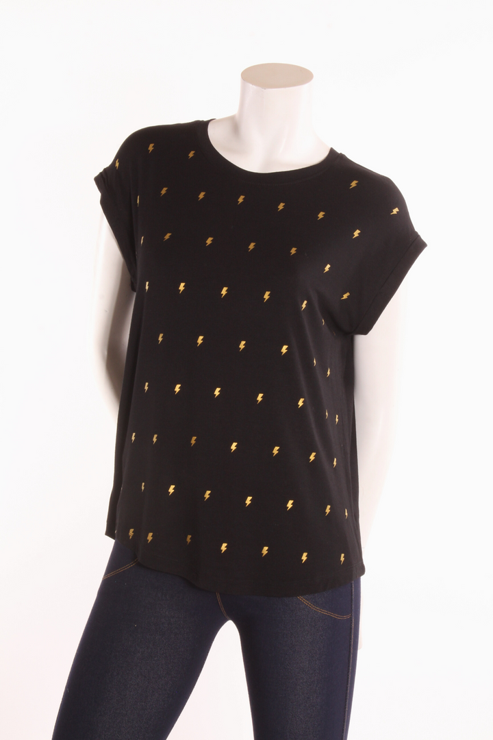 T-shirt Lily — Éclairs Noir T-shirts Femme by Lily Cottony | Roxy Lama