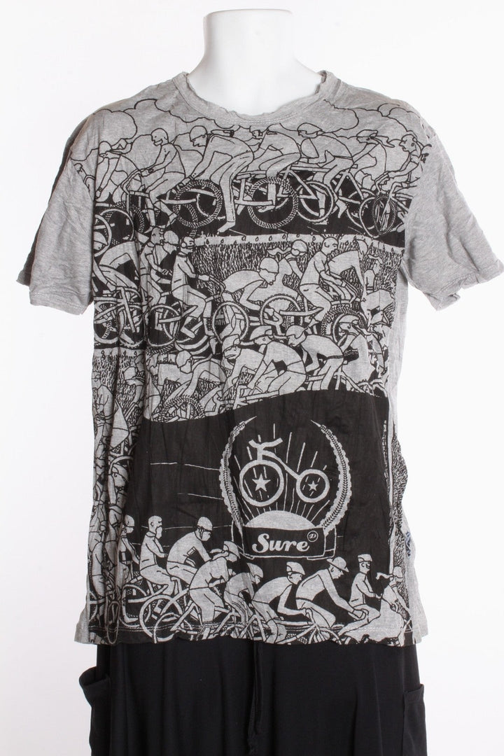 T-shirt unisexe Atahi — Vélo M Gris Chiné T-shirt Homme by Roxy Lama | Roxy Lama